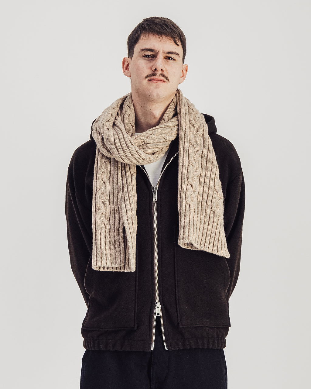 Cables Scarf — STONE MEL