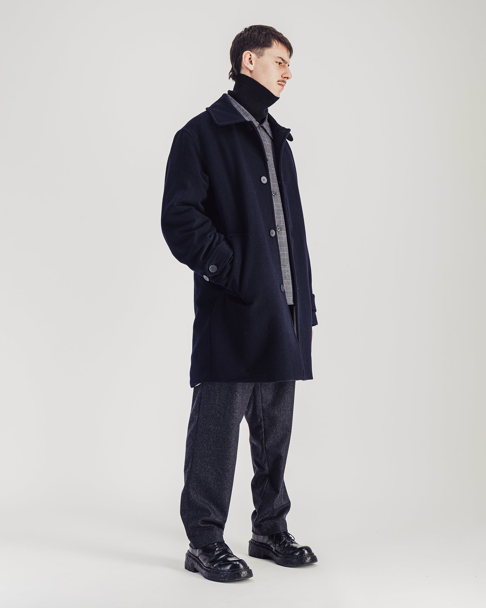 Caufield Wool Coat — NAVY