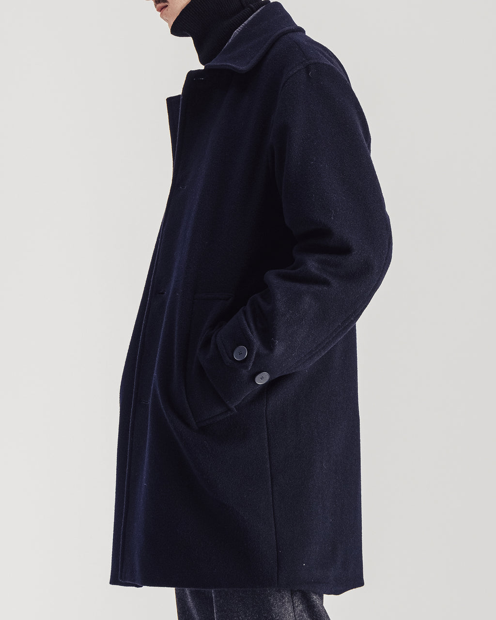 Caufield Wool Coat — NAVY