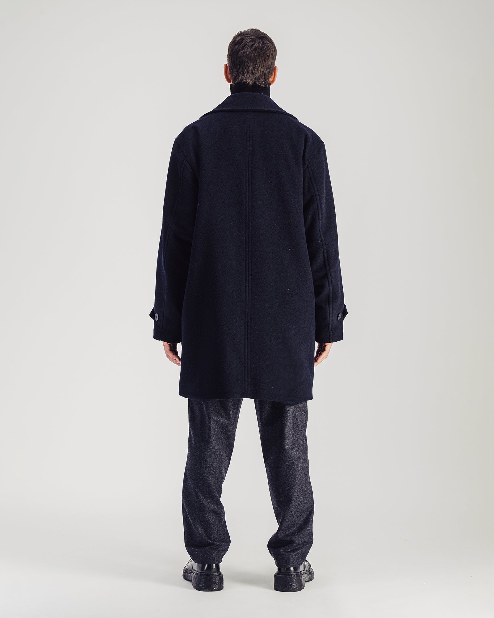 Caufield Wool Coat — NAVY