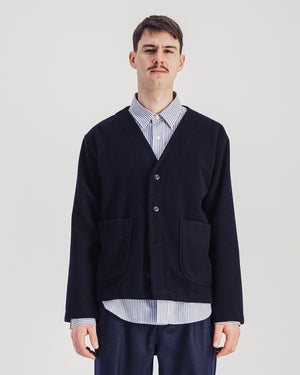 Manager Wool V-neck Jacket — NAVY