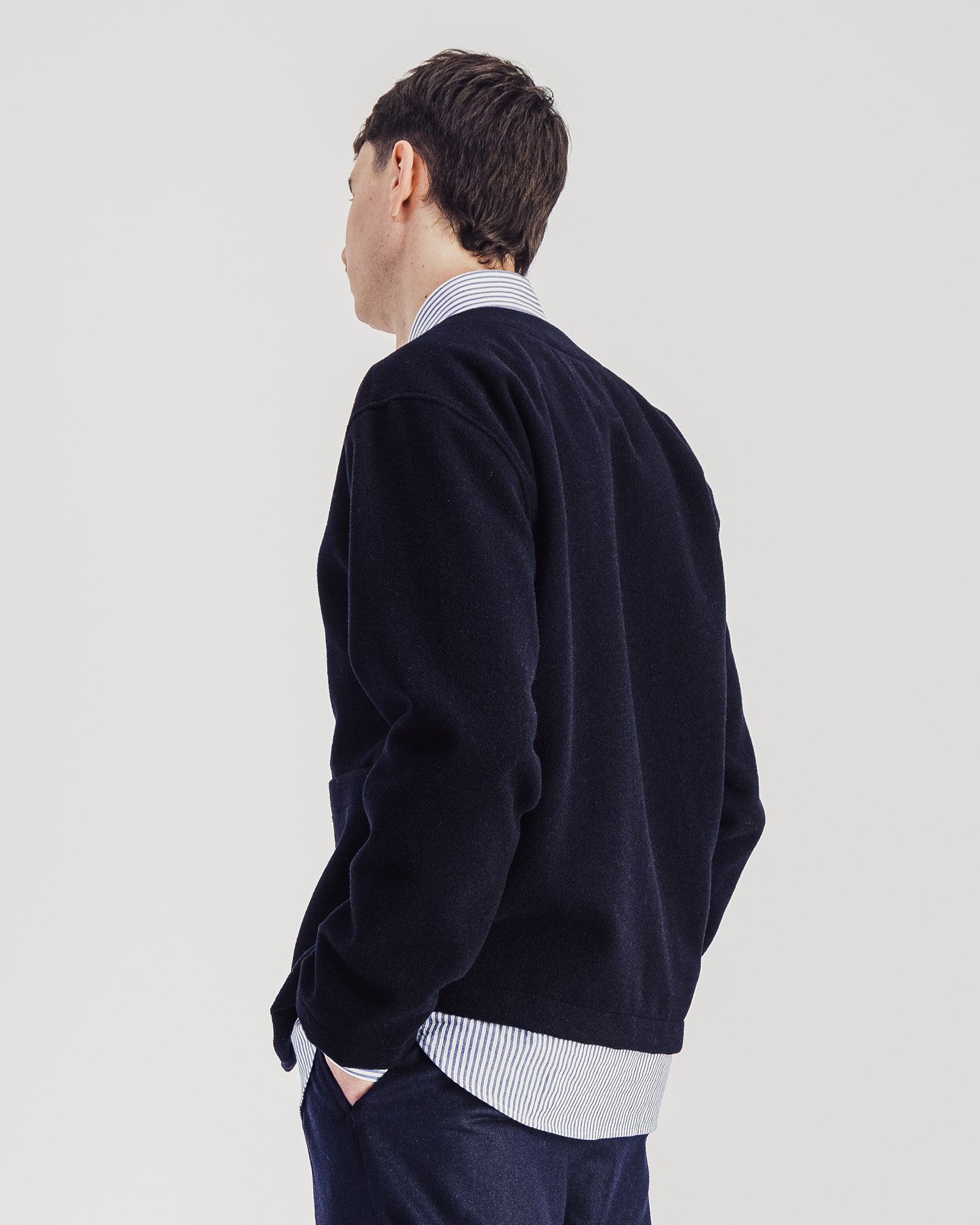 Manager Wool V-neck Jacket — NAVY