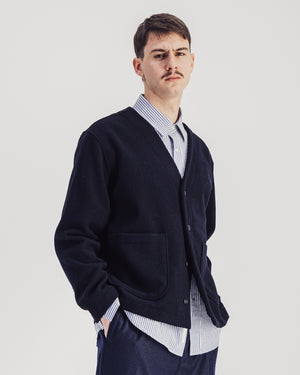 Manager Wool V-neck Jacket — NAVY