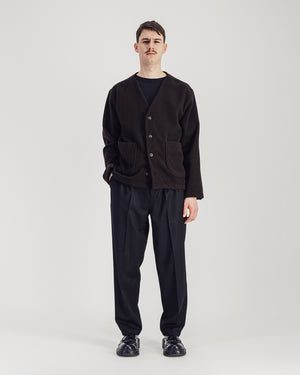 Manager Wool V-neck Jacket — DARK BROWN