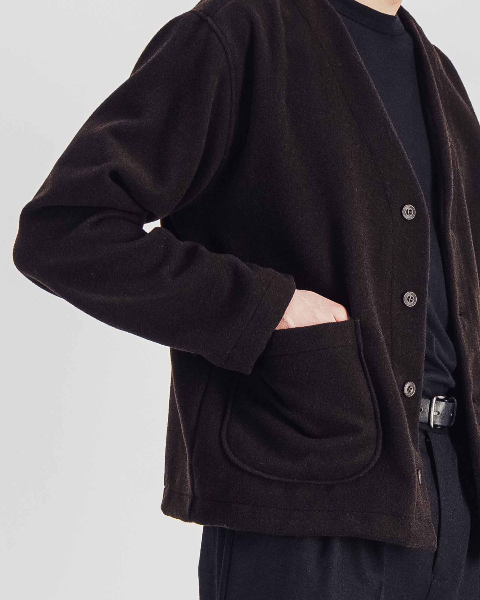 Manager Wool V-neck Jacket — DARK BROWN
