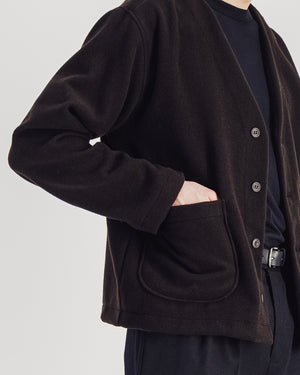 Manager Wool V-neck Jacket — DARK BROWN