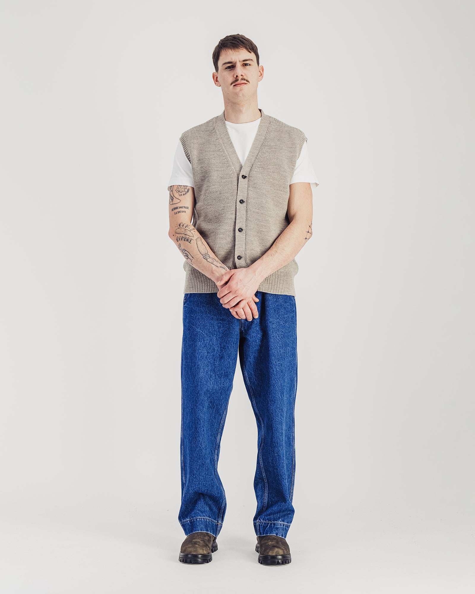 Simon Sleeveless Cardigan — STONE MEL