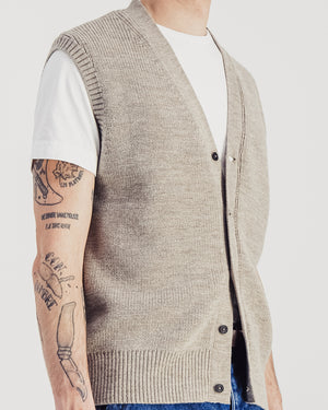 Simon Sleeveless Cardigan — STONE MEL