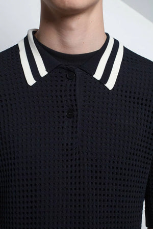 Sanoli Eyelet Polo Sweater Black