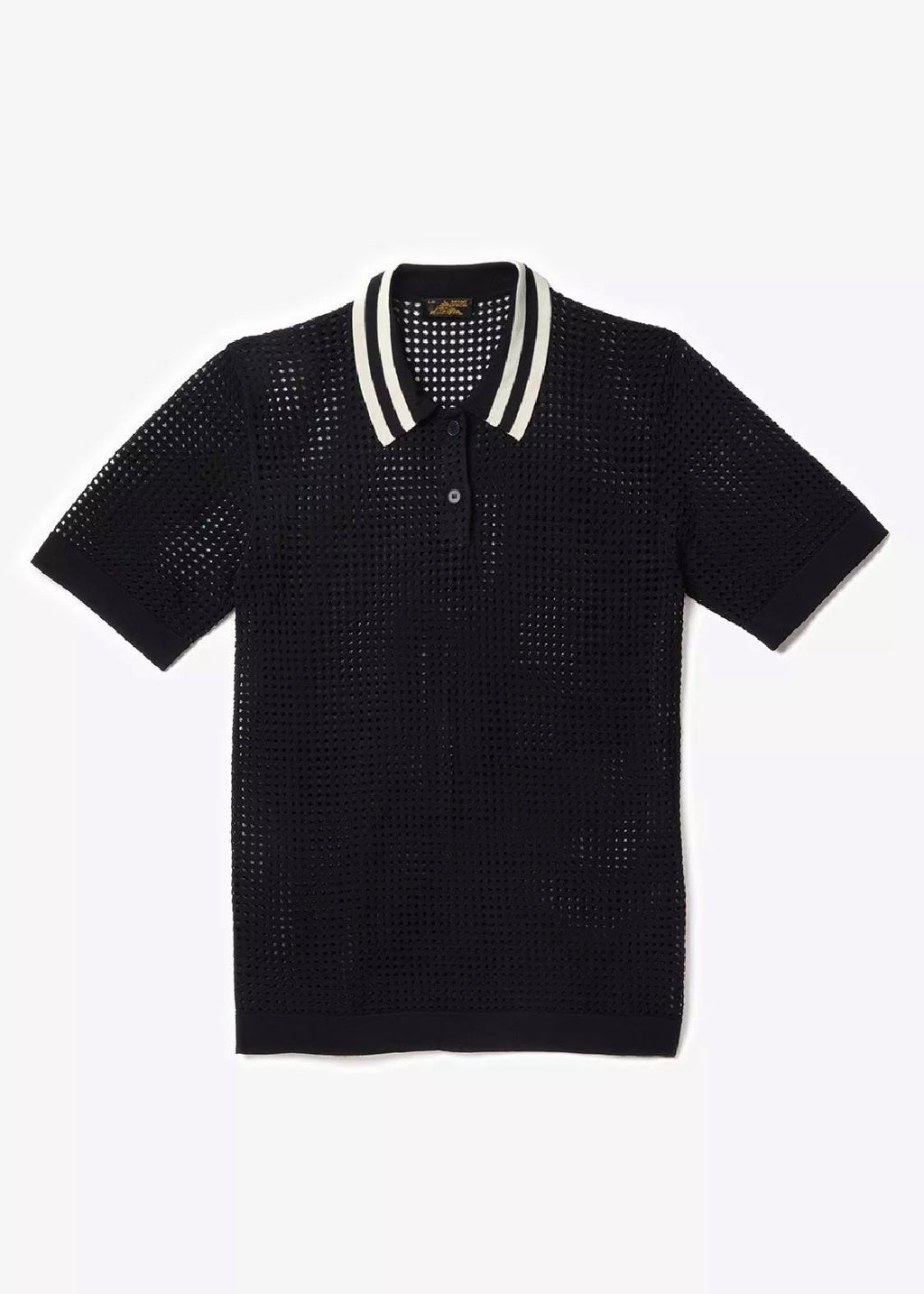 Sanoli Eyelet Polo Sweater — BLACK