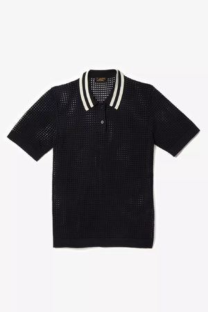 Sanoli Eyelet Polo Sweater Black