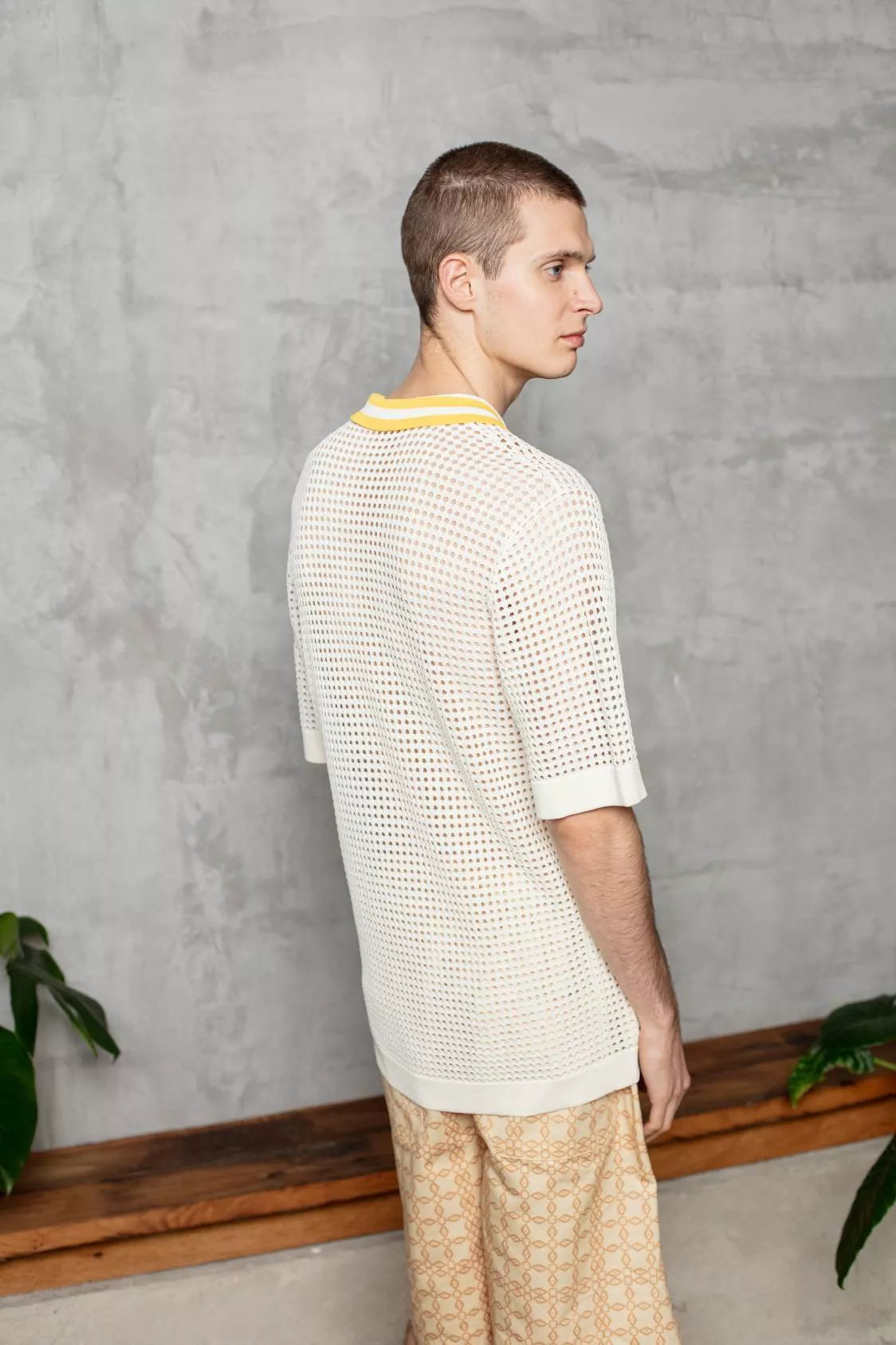 Sanoli Eyelet Polo Sweater White