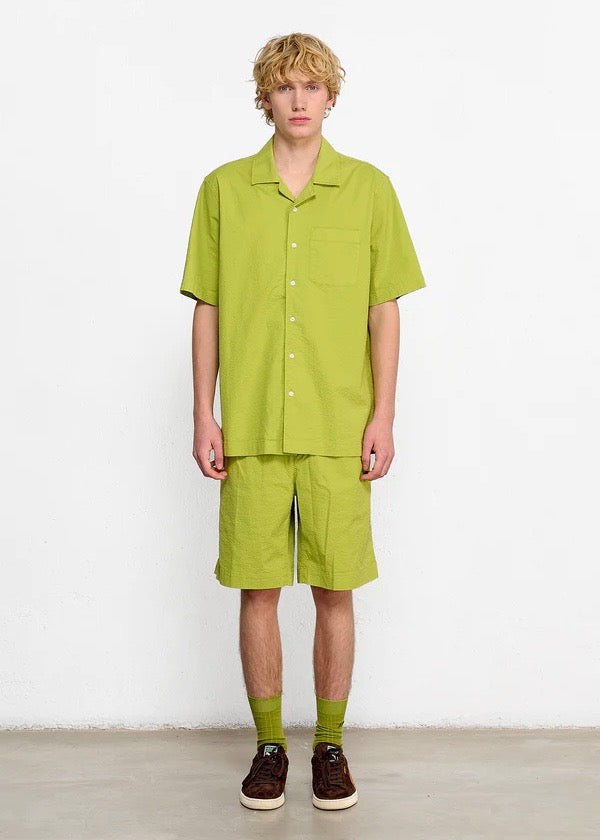 Seersucker Short Sleeve Shirt — GREEN