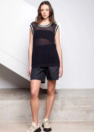 Spila Eyelet Tank Top — BLACK