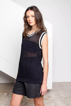 Spila Eyelet Tank Top Black