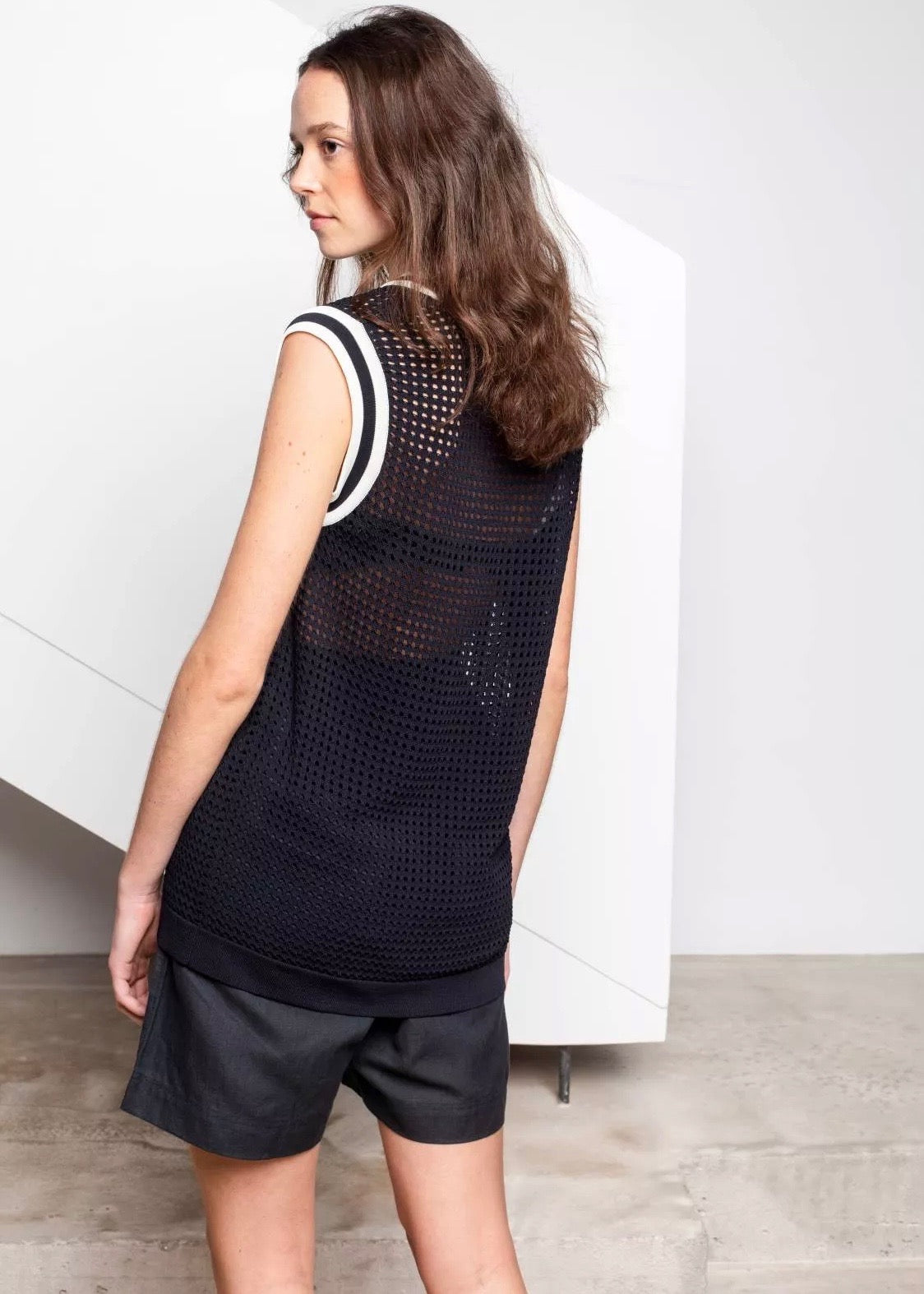 Spila Eyelet Tank Top — BLACK