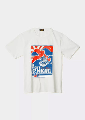Timel Surf Print T-Shirt — WHITE / RED