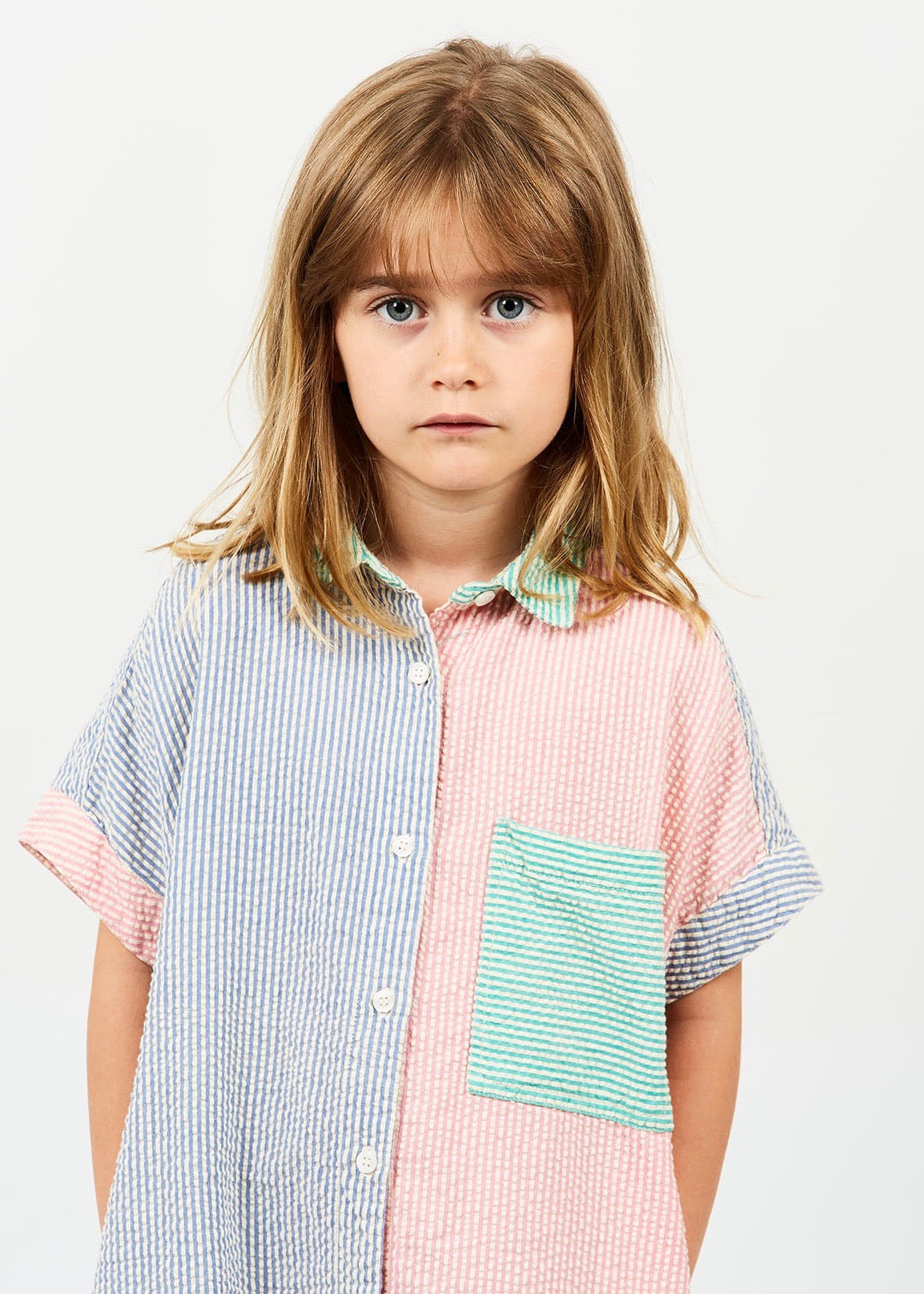 Fiselini Mini Striped Dress — BLEU / ROSE / VERT