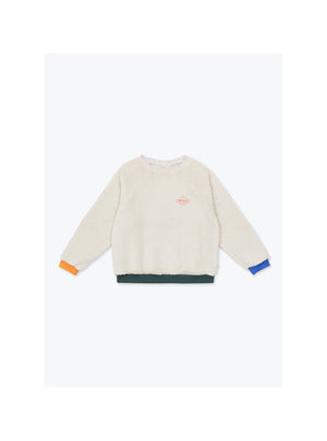 Joe Relaxed Tricolor Sherpa Sweatshirt — BEIGE