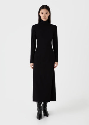 Mock Neck Dress — BLACK