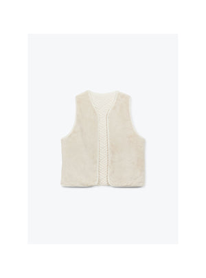 Girzie Women Reversible Padded Sherpa SS Reversible Vest — ECRU / NAVY