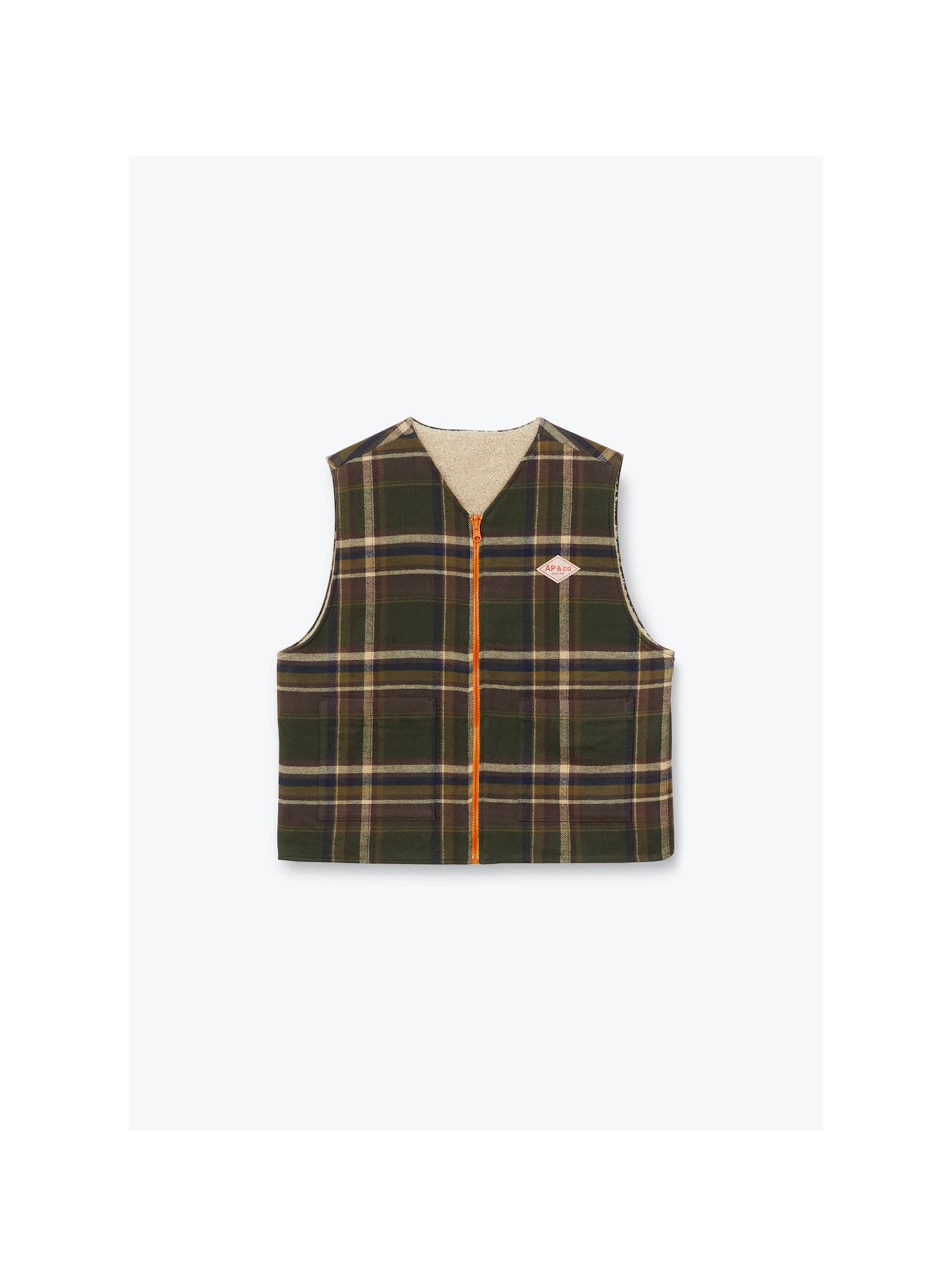 Giacomina Women Reversible Tartan Vest — VERT FORET