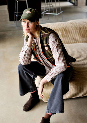 Giacomina Women Reversible Tartan Vest — VERT FORET