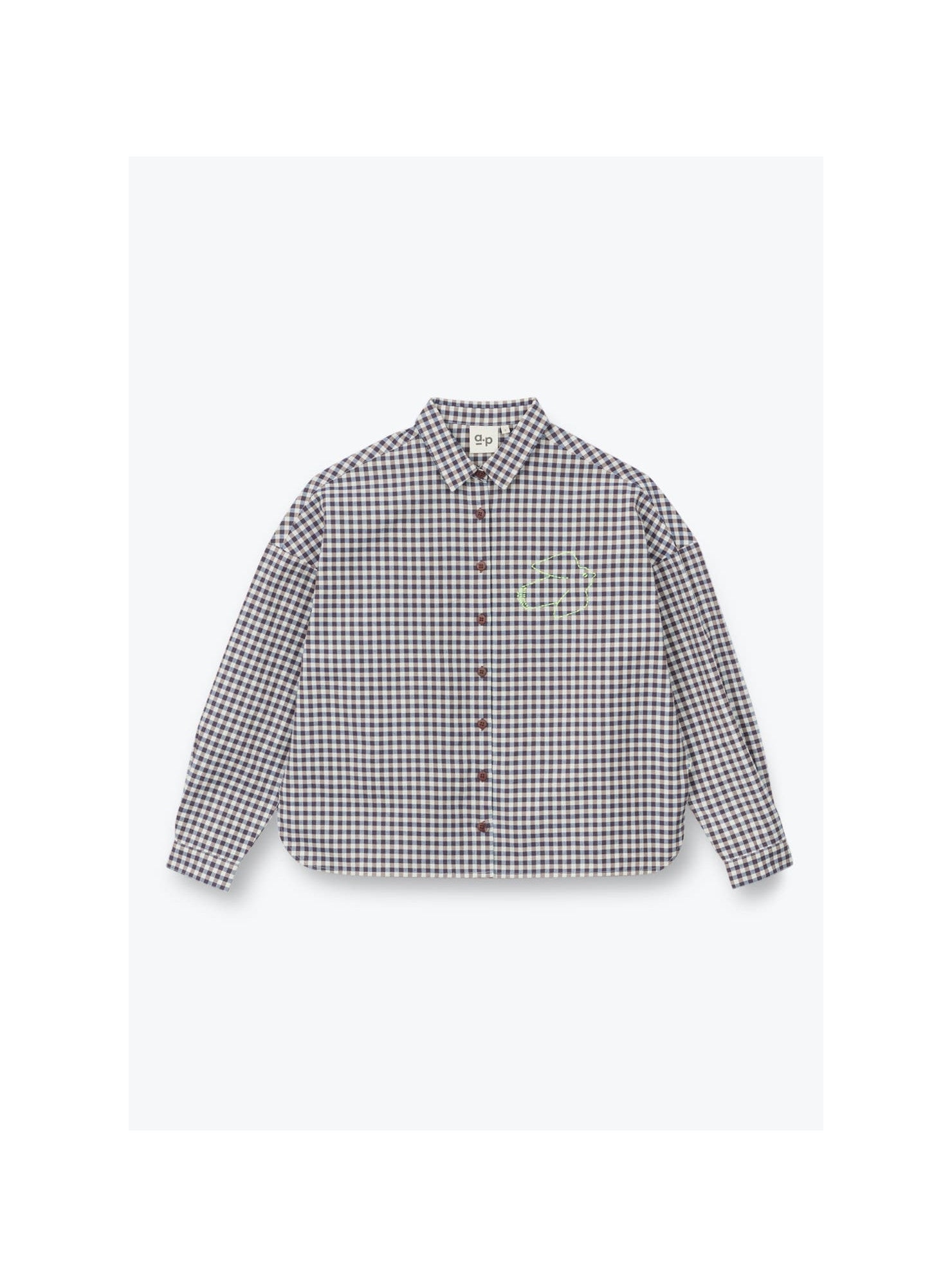 Gastonette Womens Shirt Gingham GOTS — MARRON