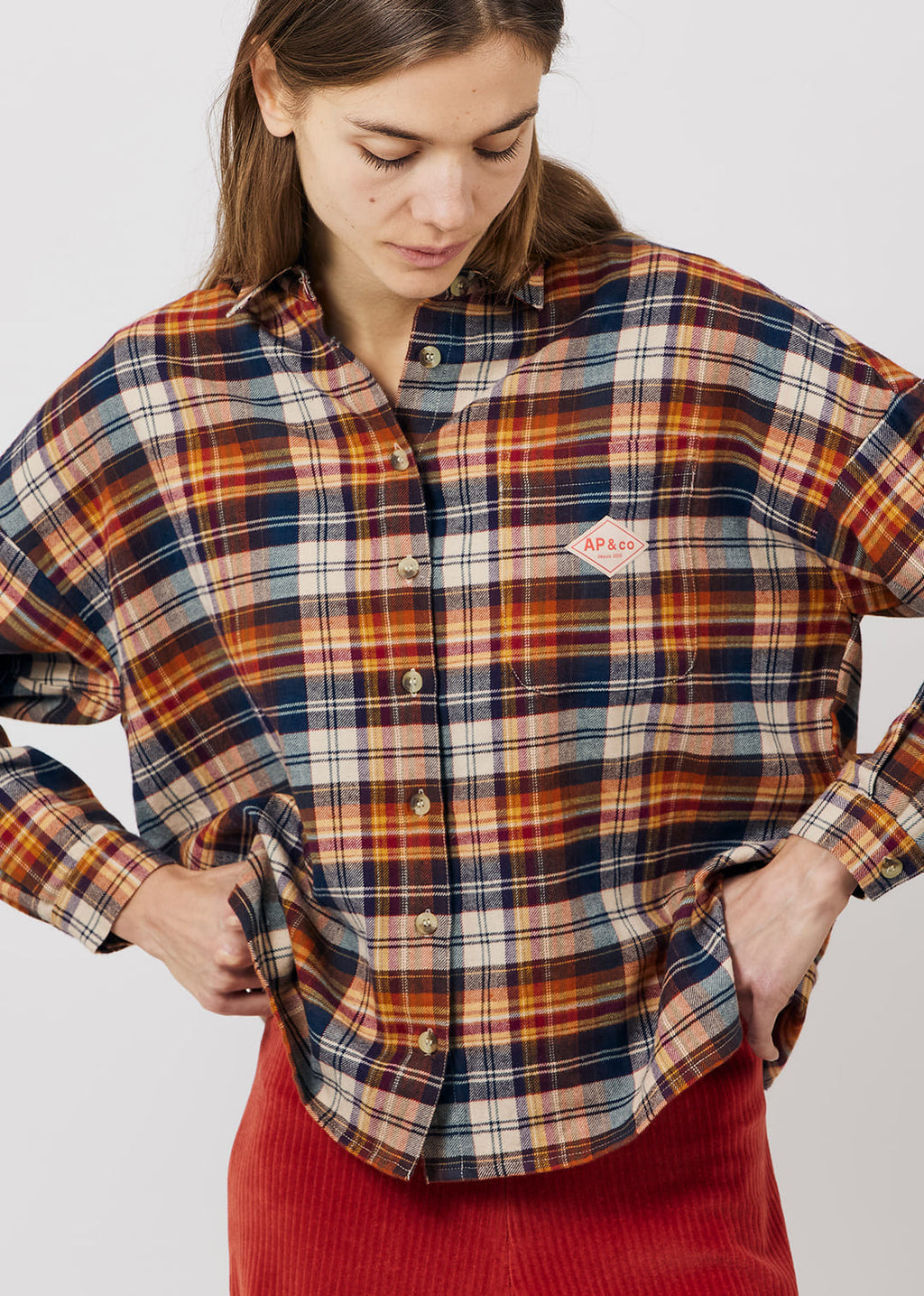 Grete Womens Shirt Tartan — CHATAIGNE MULTI