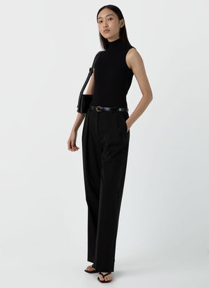 Sleeveless High Neck Top — BLACK