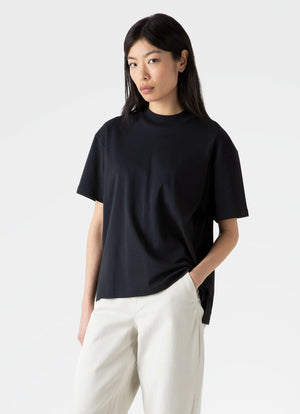 Mock Neck Heavyweight T Shirt - Black