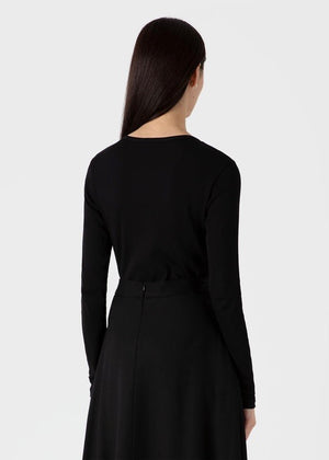 Rib Henley Top — BLACK