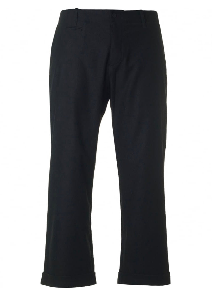 Wool Flannel Trousers — BLACK Navy