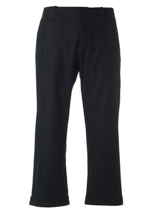 Wool Flannel Trousers — BLACK Navy