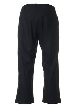 Wool Flannel Trousers — BLACK Navy