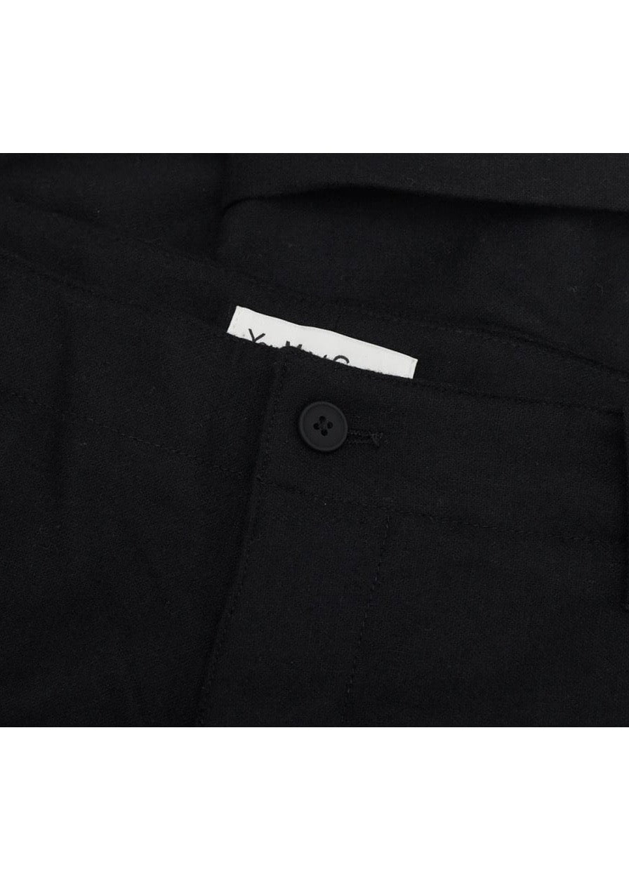 Wool Flannel Trousers — BLACK Navy