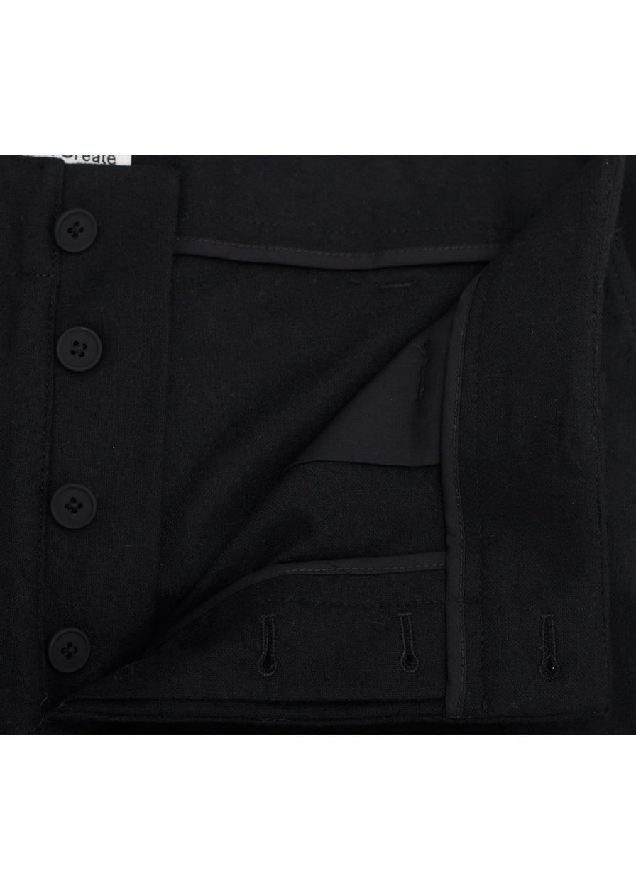 Wool Flannel Trousers — BLACK Navy