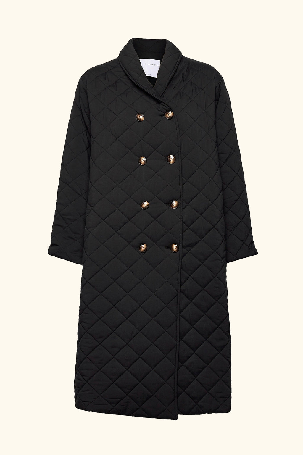 CATHRINE HAMMEL Quilted Flared Coat — BLACK — LAST PIECE
