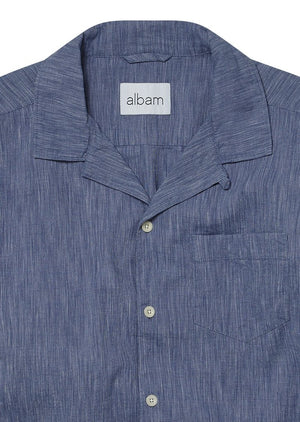 ALBAM Panama Stripe Shirt - Navy