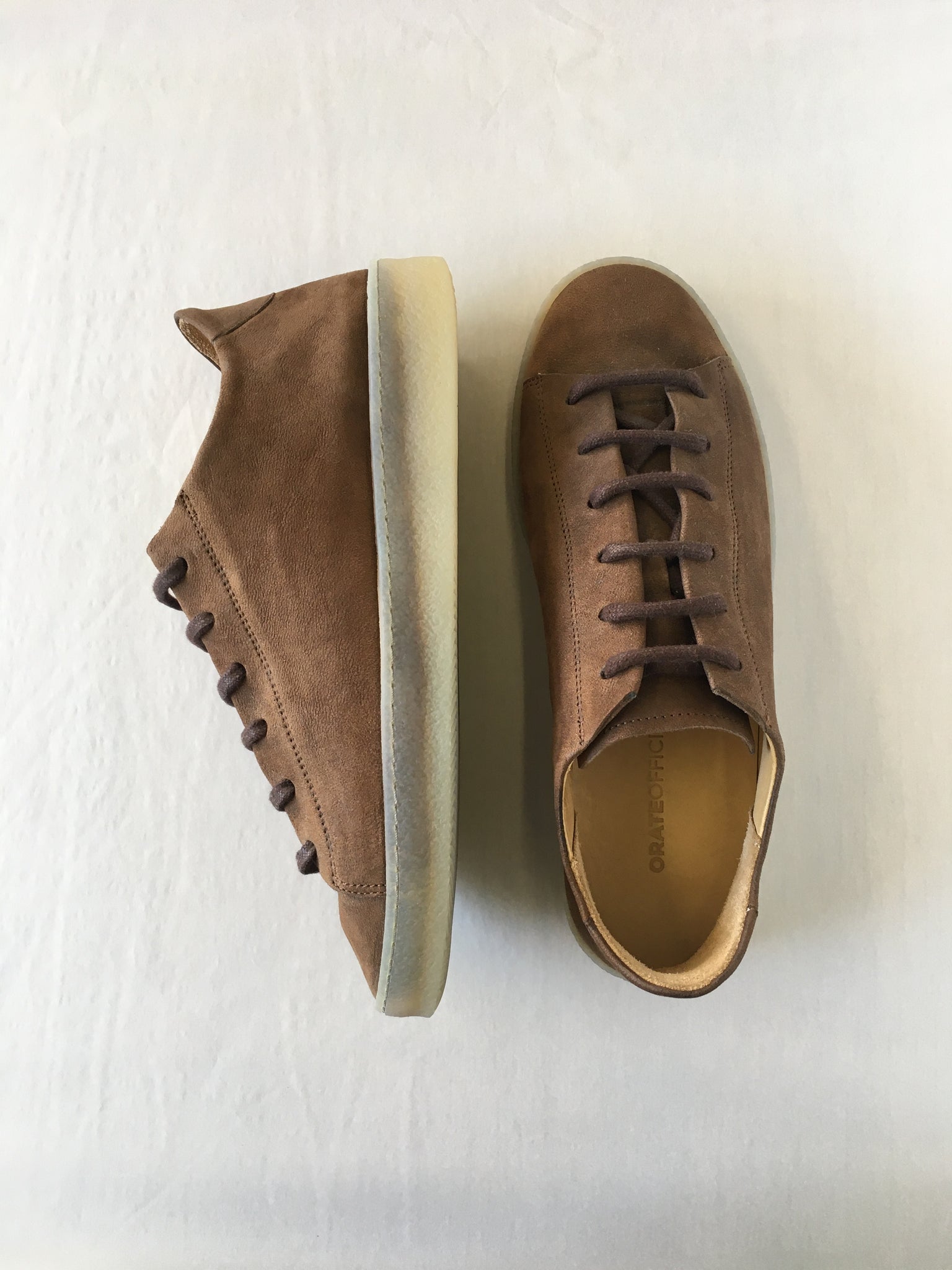 ORATE OFFICINE Pedro Leather Low-Top Trainer - BROWN (ON ICE) - LAST PIECE