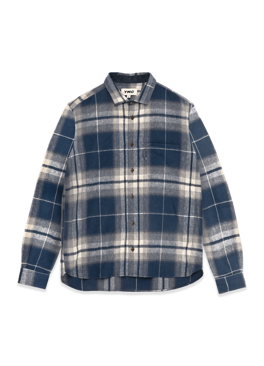 YMC Curtis Wool Check Shirt — NAVY WHITE - LAST PIECE