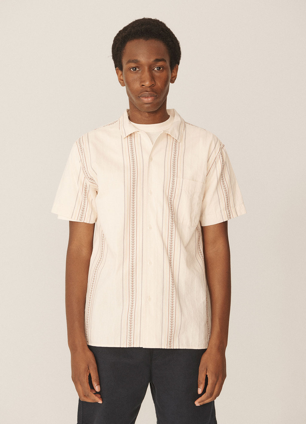 YMC Malick Embroidered Jacquard Cotton Shirt - ECRU