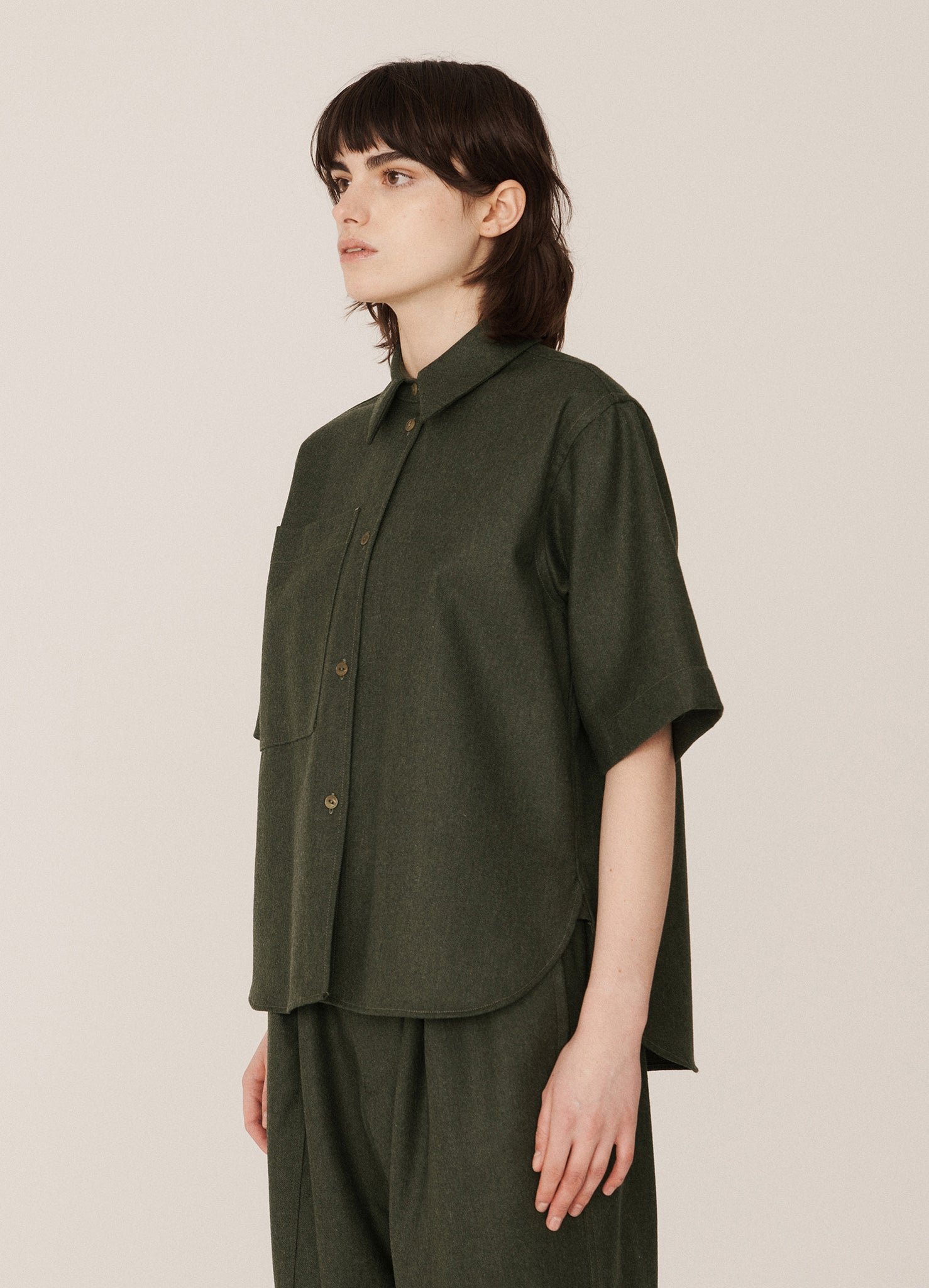 Eva Wool Blend Shirt - Green