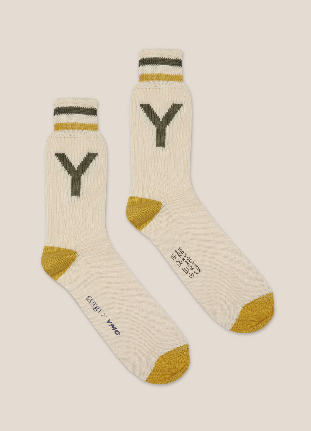 Y Motif Socks —  GREEN / YELLOW