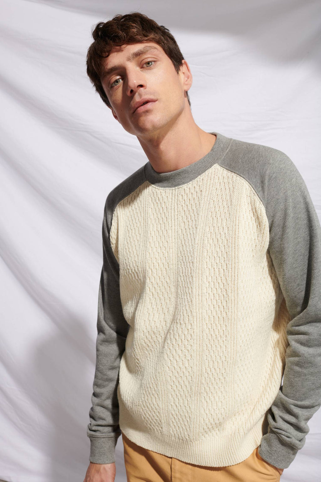 Bi Material Baseball Sweater