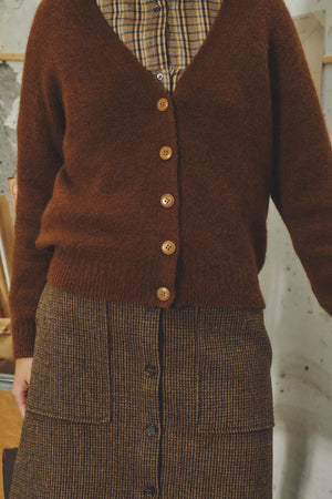 Gladia Jersey Cardigan - Brown