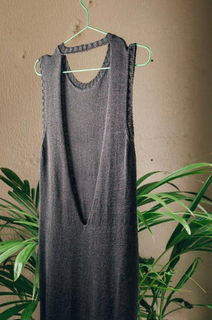 EARLYMADE See-Through Backless Knit Dress — BLACK