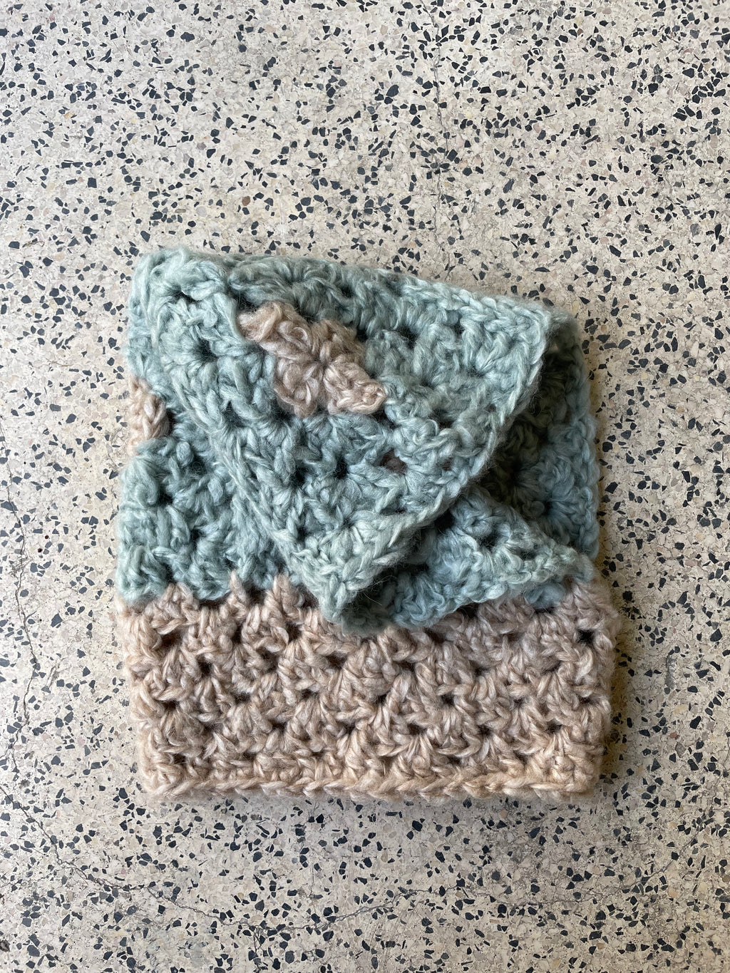 EARLYMADE Hand-knitted Granny Squares Head Balaclava — SKY BLUE / SLATE — LAST PIECE
