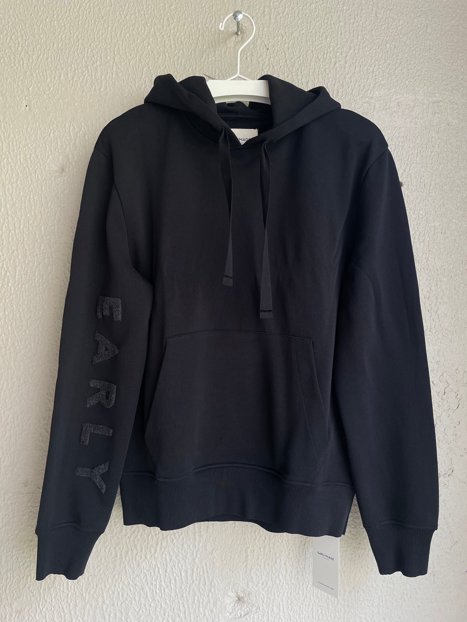Early High-Stitch Logo Hoodie — BLACK