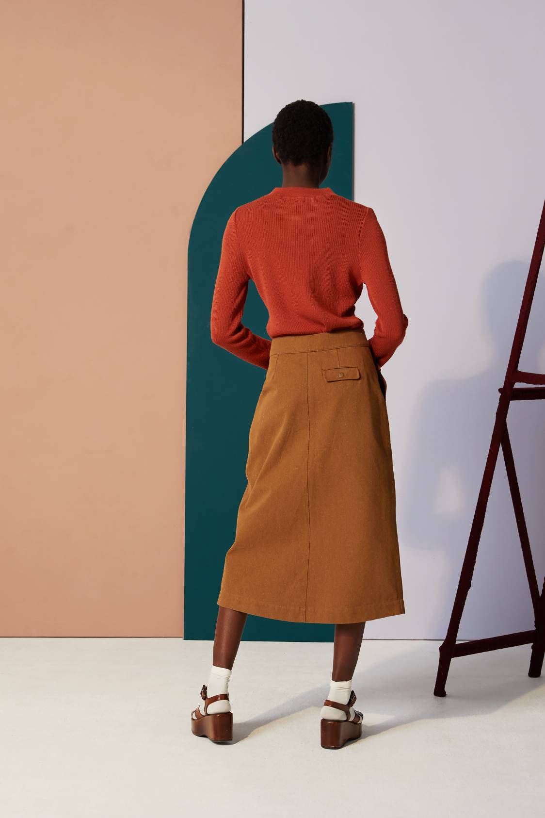 MSM Jacynthe Straight Mottled Skirt — BROWN — LAST PIECE